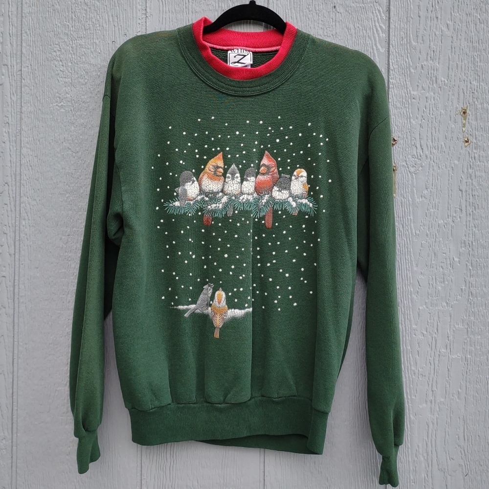 Vintage Jerzees Made in USA‎ Winter Birds Sweatshirt Medium